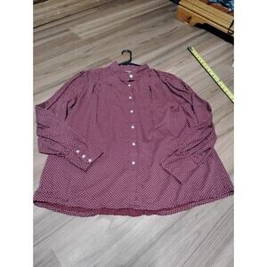 Womens Frontier Classics 3xl Button Puff Cuff Long Sleeve Polka Dots Shirt